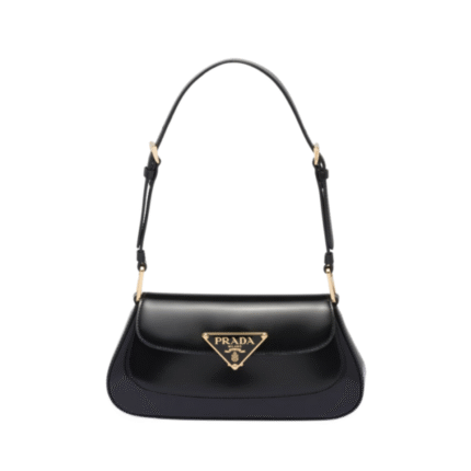 Leder-Schultertasche Black 24 cm