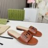 Cutout Lederslide-Sandalen Brown - Image 3