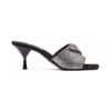 Satin Slides Black mit Kristallen 7,5 cm