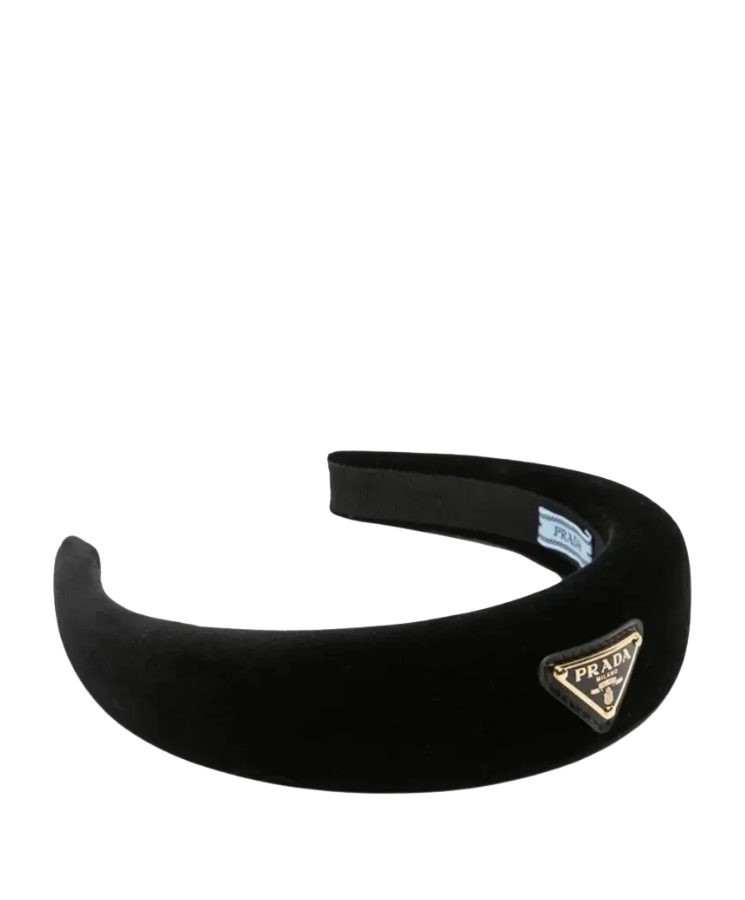 1 Haarband aus Samt mit dreieckigem Logo-Schild Black - Image 1
