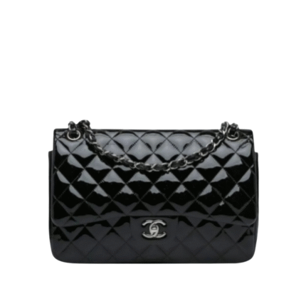 Classic Double Flap Jumbo Lackleder Black 30 cm