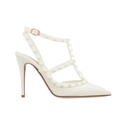 Rockstud Ankle Strap Pumps Ivory 100cm