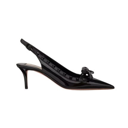 Rockstud Schleifen Slingback Pumpe Schwar 60cm