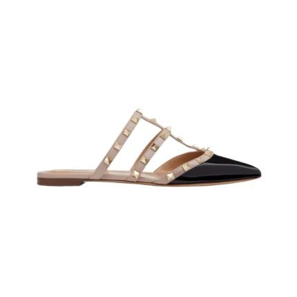 Rockstud Leder Mules Puder