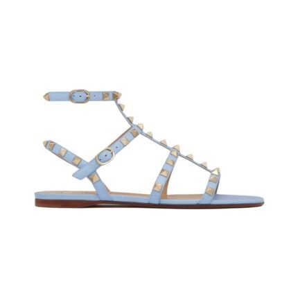 Rockstud Flach Kalbsleder Riemen Azur