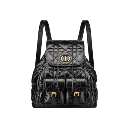 Zwart kalfsleer met craquelé-effect en Macrocannage-motief 18cm