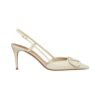 Leder Slingback Pumpe in Lightem Ivory 80cm