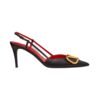 Kalbsleder Slingback Pumpe Black 80cm