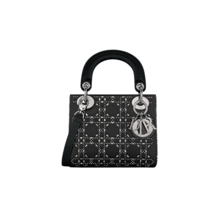 Zwarte satijn met stras en Cannage-motief 17cm