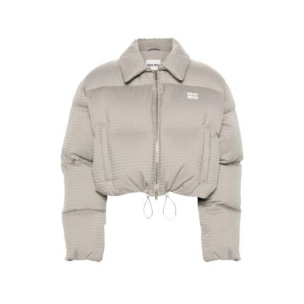 Jacquard Daunenjacke Beige