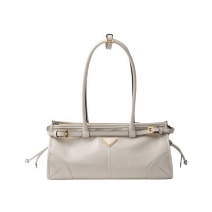 Mittelgroße Lederhandtasche in White 15.5cm