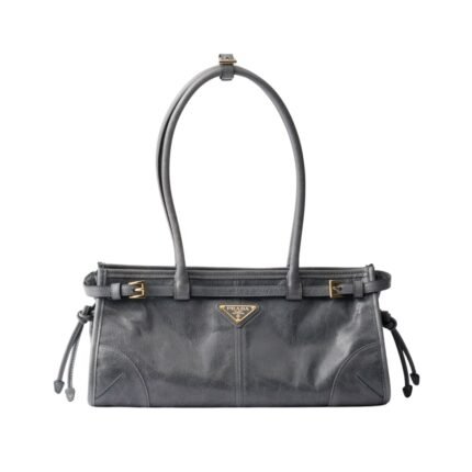 Mittelgroße Lederhandtasche in Blue 15.5cm