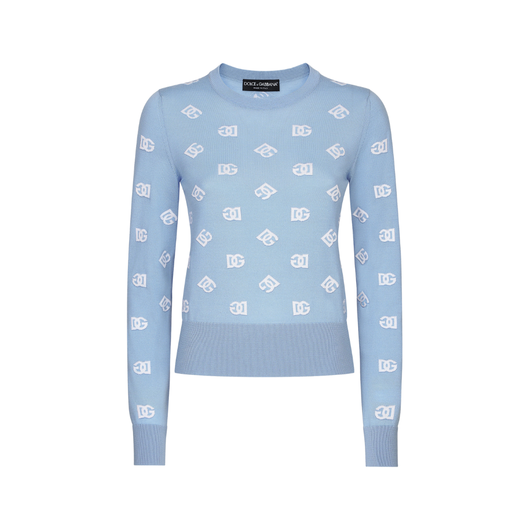 1 Woll- und Seiden-Jacquard-Pullover mit tonalem DG-Logo - Image 1