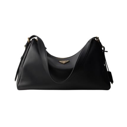 Aimée große Lederschultertasche in Black 23cm