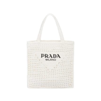 Gehäkelte Tragetasche in White 38cm