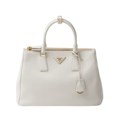 Große Galleria Ledertasche in White 22.5cm