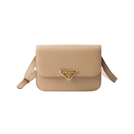 Leder-Schultertasche mit Überschlag in Sandbeige 15cm