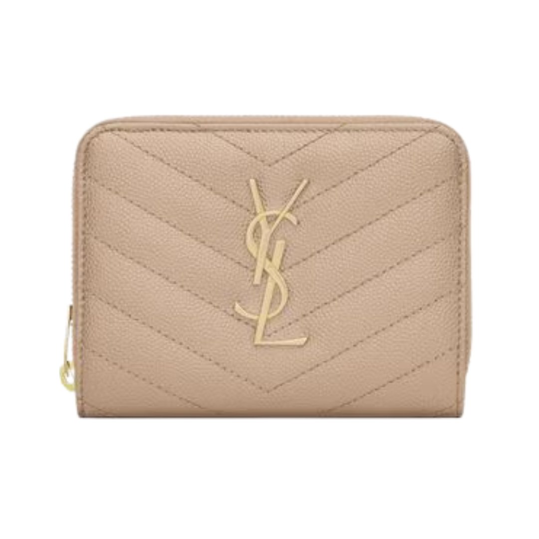 1 Cassandre matelassierte kompakte Reißverschluss-Brieftasche aus Grain de Poudre Leder 12cm - Image 1