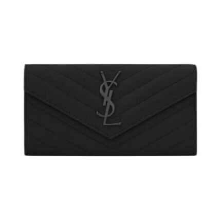 Cassandre matelassierte große Klappenbrieftasche aus Grain de Poudre Leder 19cm