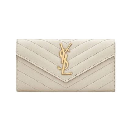 Cassandre matelassierte große Klappenbrieftasche aus Grain de Poudre Leder 19cm