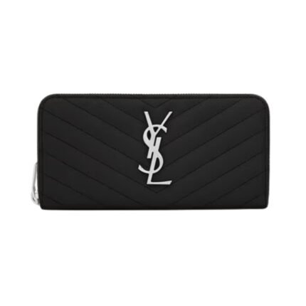 Cassandre matelassierte Zip-Around-Brieftasche aus Grain de Poudre-Leder 19cm