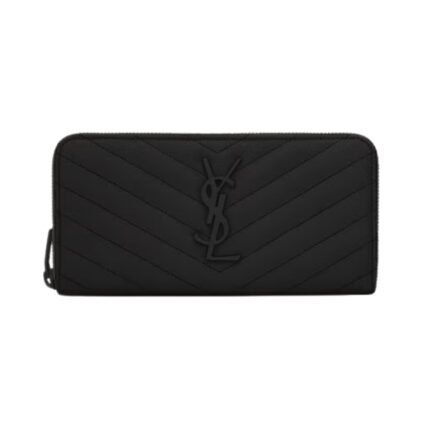 Cassandre matelassierte Zip-Around-Brieftasche aus Grain de Poudre Leder 19cm