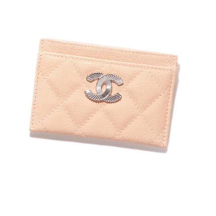 Glänzendes genarbtes Kalbsleder & Silverfarbener Metall Beige