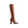 Leder-Kniestiefel in Brownzucker 9cm