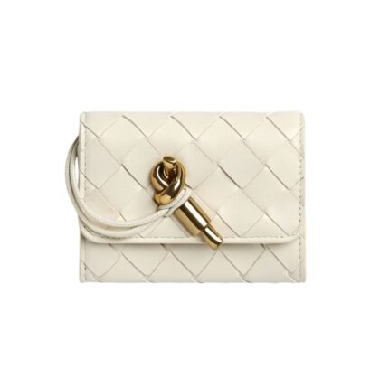 Intrecciato Nappa-Leder-Geldbörse in Meersalz 8.5cm