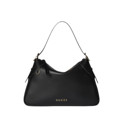 GG Emblem Schultertasche Blackes Glattleder 37cm