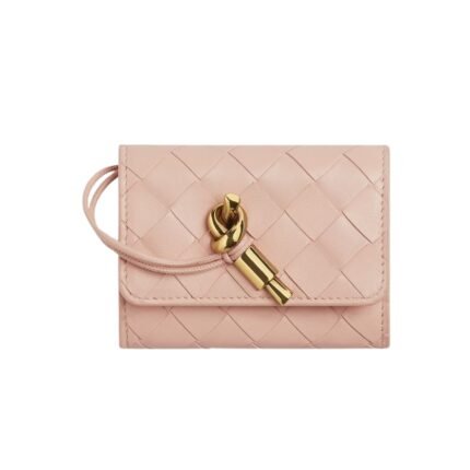 Intrecciato Nappa-Leder-Geldbörse in Lotus 8cm