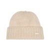 Strickmütze mit Umschlag aus Kaschmir in Off-White